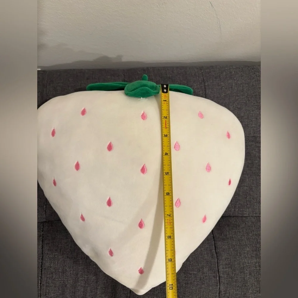 Strawberry Shaped Plush Pillow - White, Pink, green